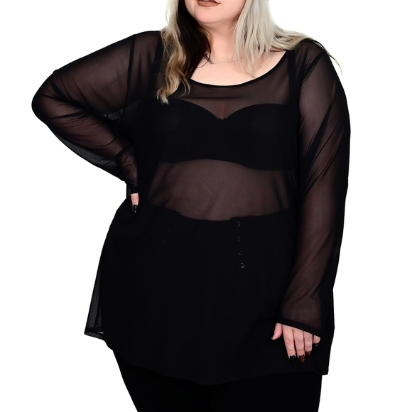 Oversized Mesh Long Sleeve Top - Picture 2 of 6